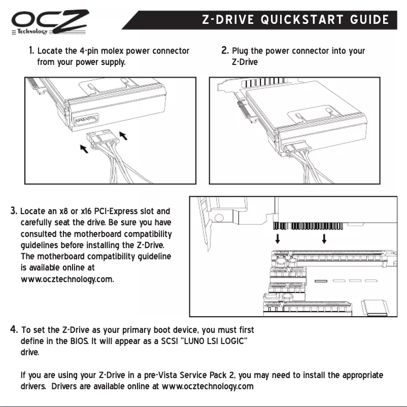 Page 1 de la notice Manuel utilisateur OCZ m84 PCI-E SSD