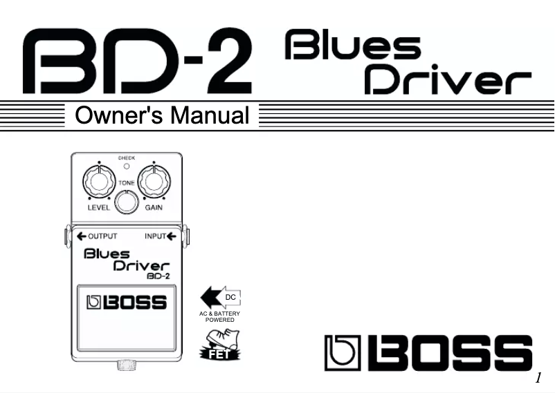 Image de la première page du manuel de l'appareil Blues Driver BD-2
