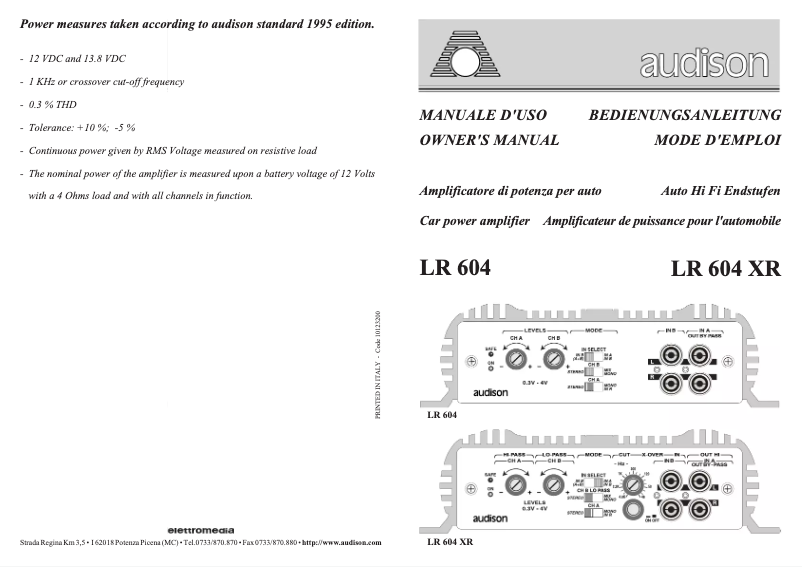Image de la première page du manuel de l'appareil LR 604 XR