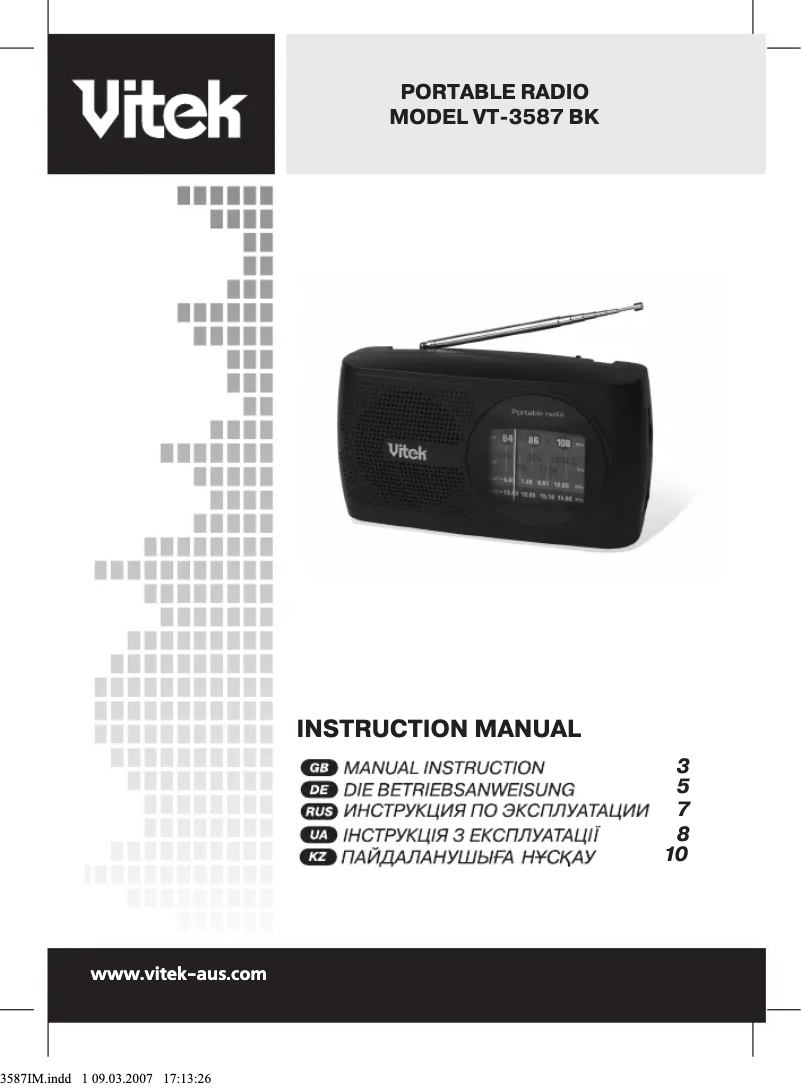 Page n°1 - Manuel utilisateur Vitek VT-3587 BK