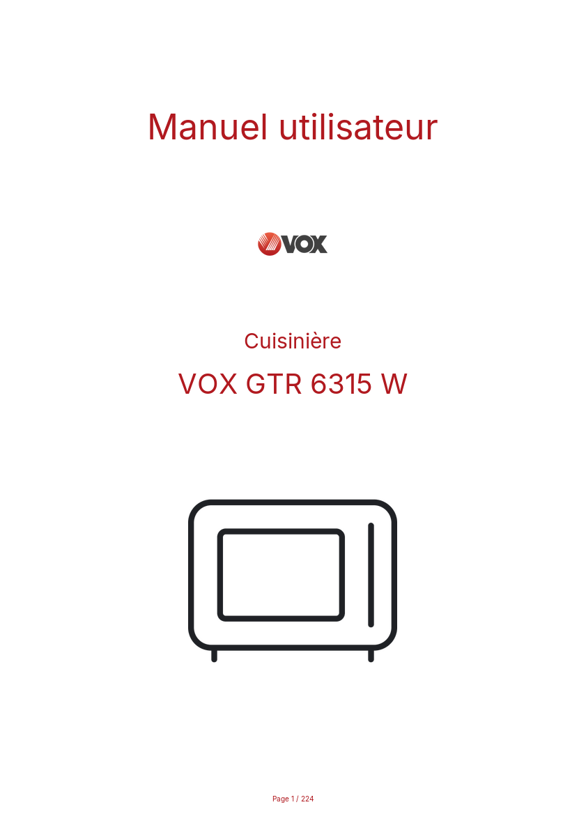 Image de la première page du manuel de l'appareil GTR 6315 W