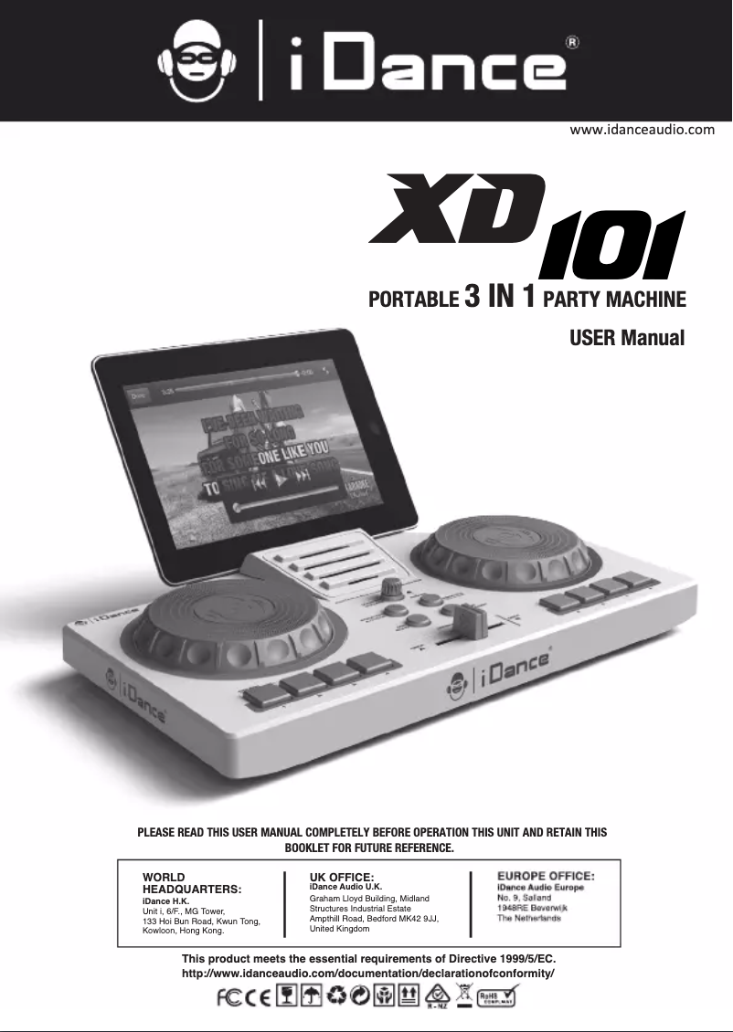 First page image of the manual for Party System XD101