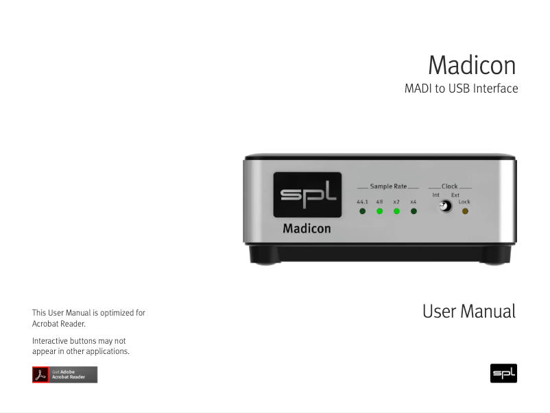 Page 1 de la notice Manuel utilisateur SPL Madicon