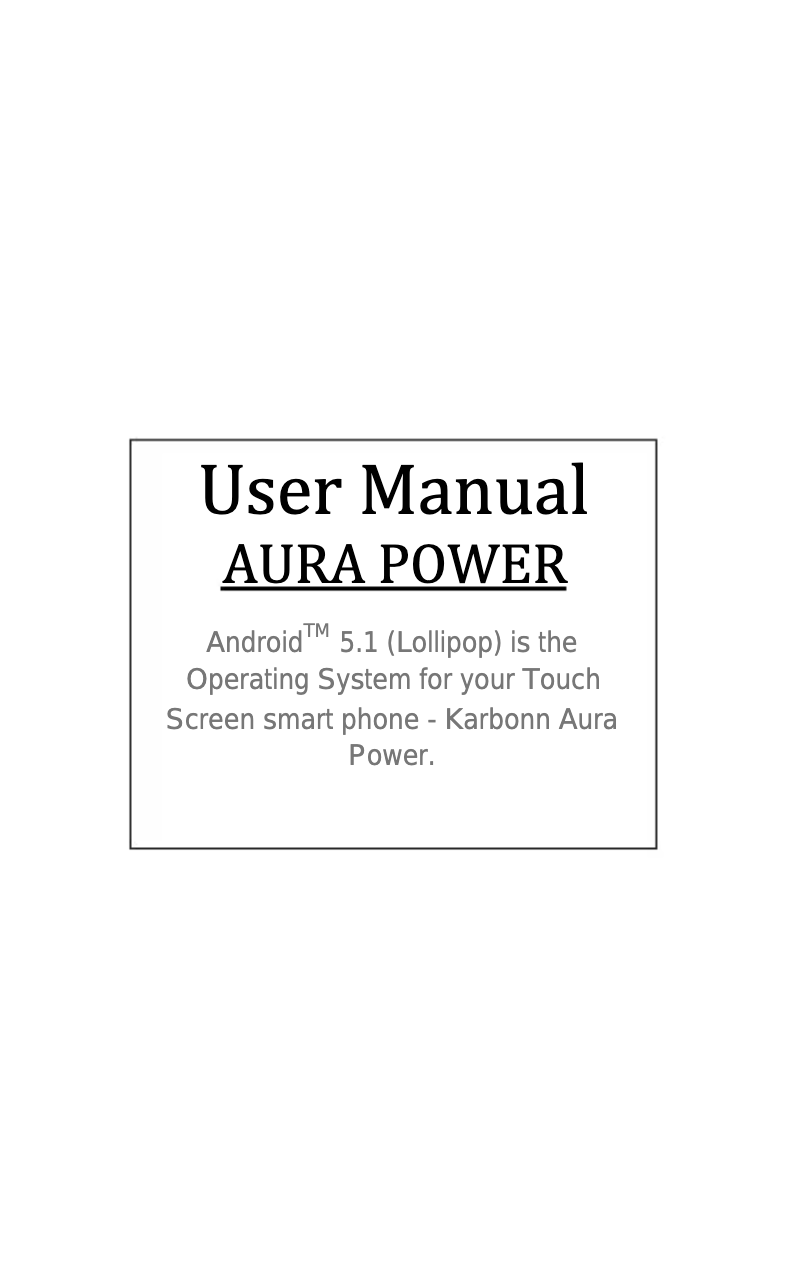 Page n°1 - Manuel utilisateur Karbonn Aura Power