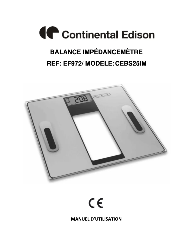 Page n°1 - Manuel utilisateur Continental Edison CEBS25IM