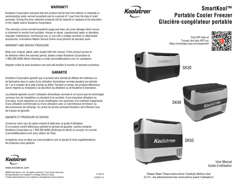 Page n°1 - Manuel utilisateur Koolatron SK40