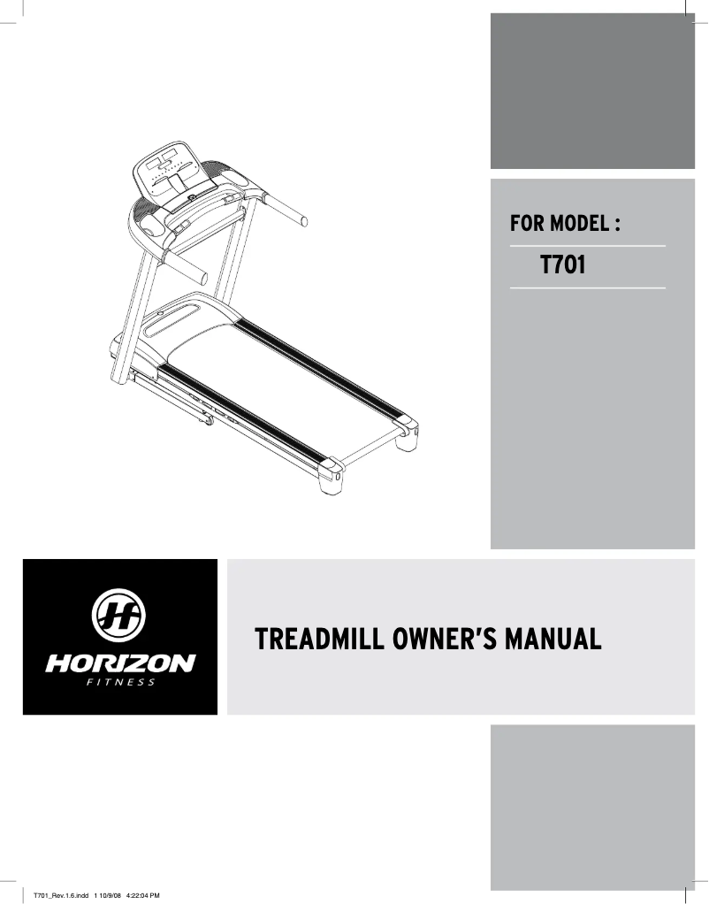 Página 1 del manual Manual de usuario Horizon Fitness T701