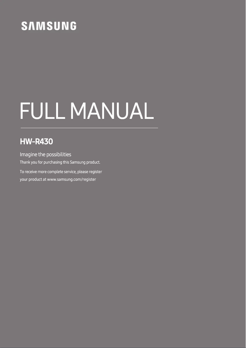 Image de la première page du manuel de l'appareil HW-R430