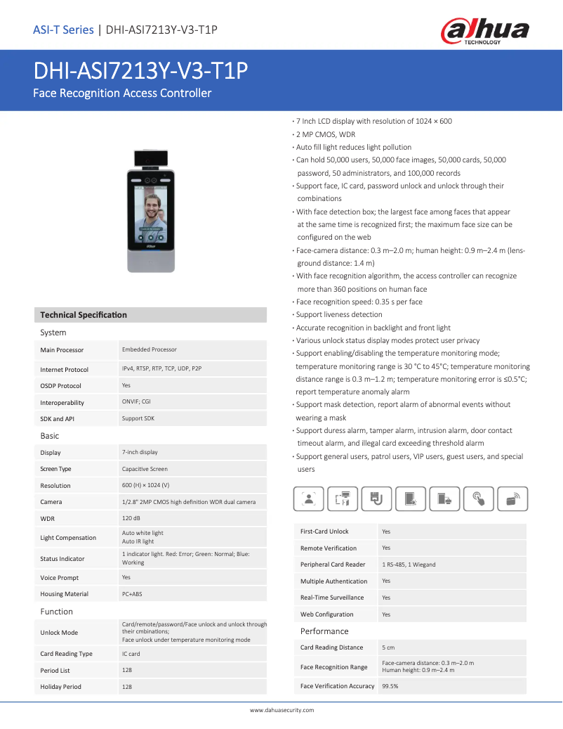 Page n°1 - Fiche technique Dahua Technology ASI7213Y-V3-T1P