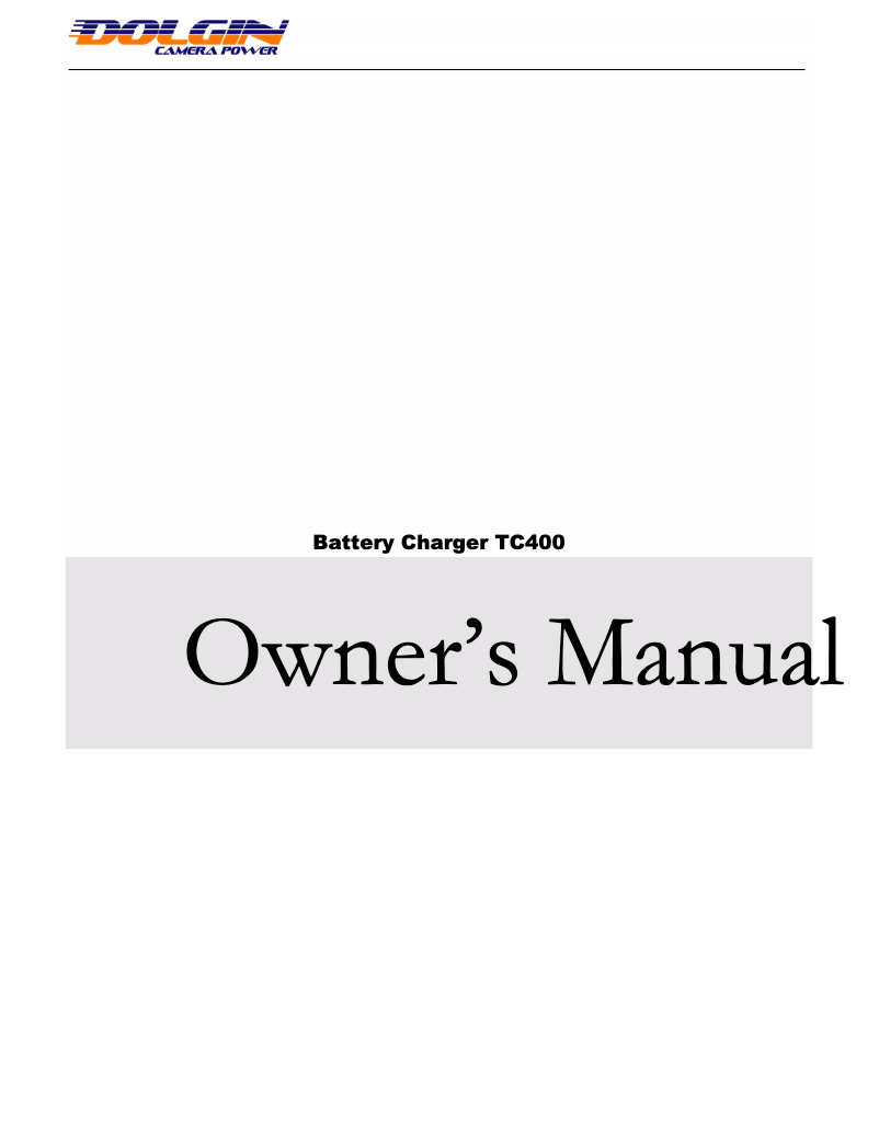 Page n°1 - Manuel utilisateur Dolgin TC400