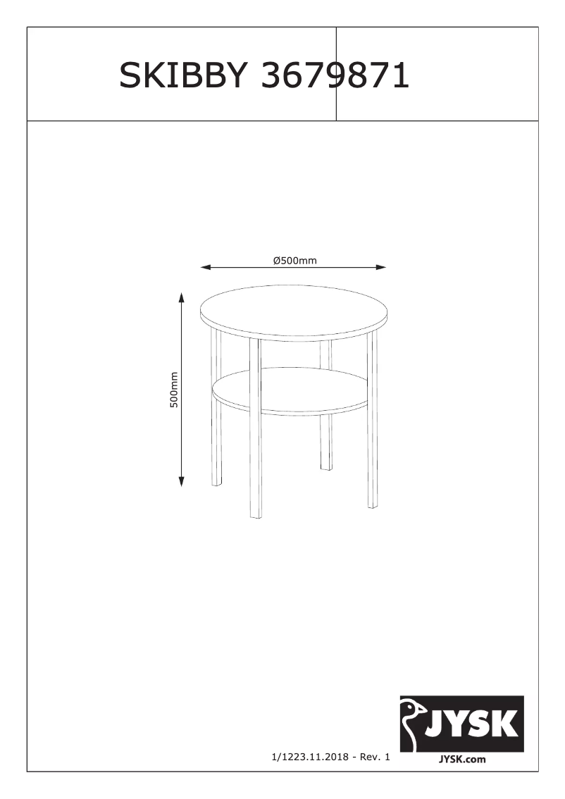 Page 1 de la notice Manuel utilisateur JYSK Skibby