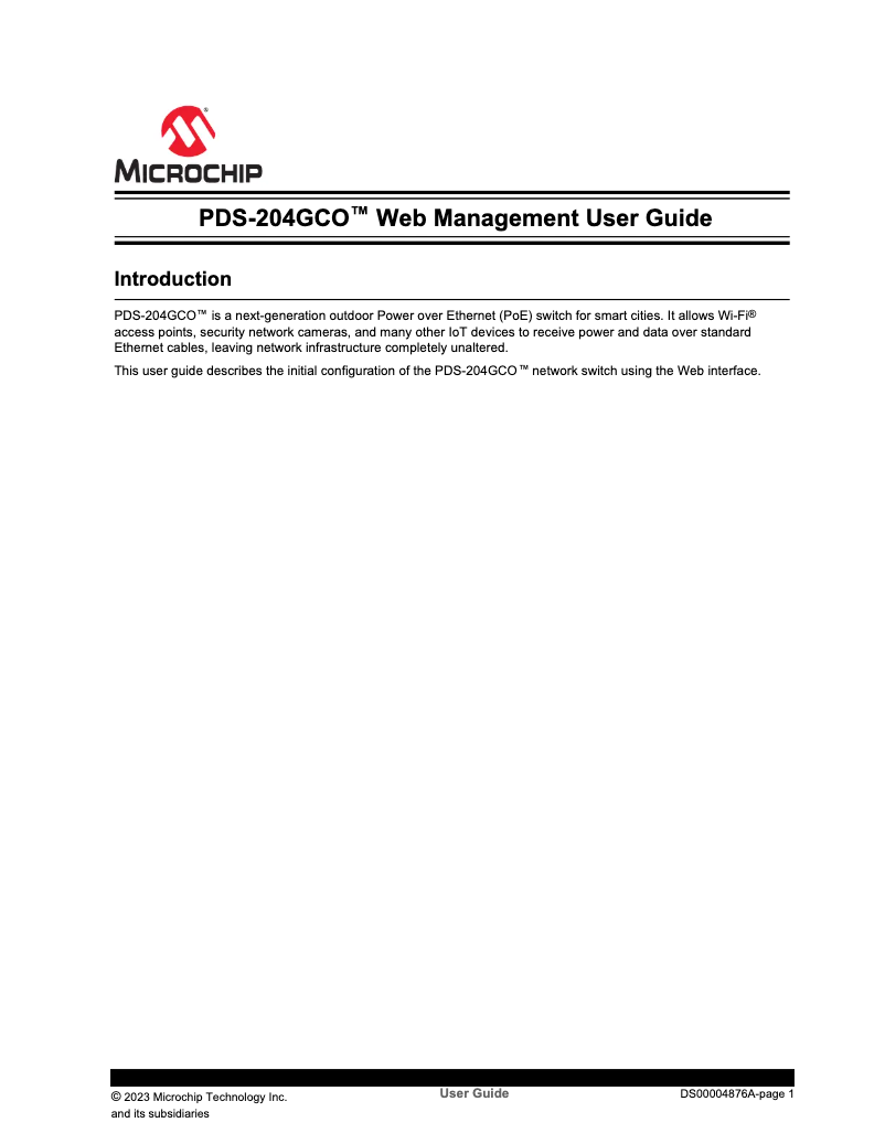 Page 1 de la notice Manuel utilisateur Microchip PDS-204GCO/AC