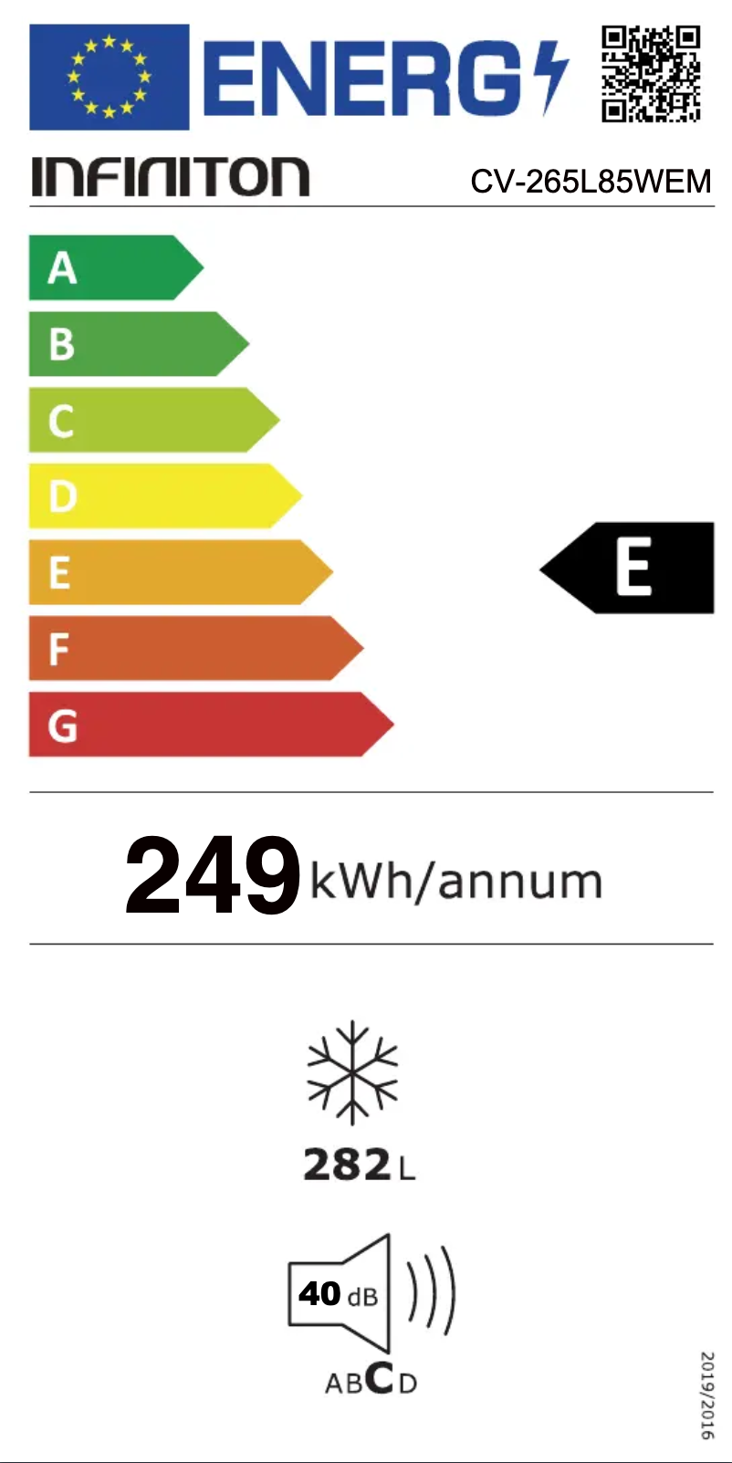 Page n°1 - Label énergétique Infiniton CV-265L85WEM