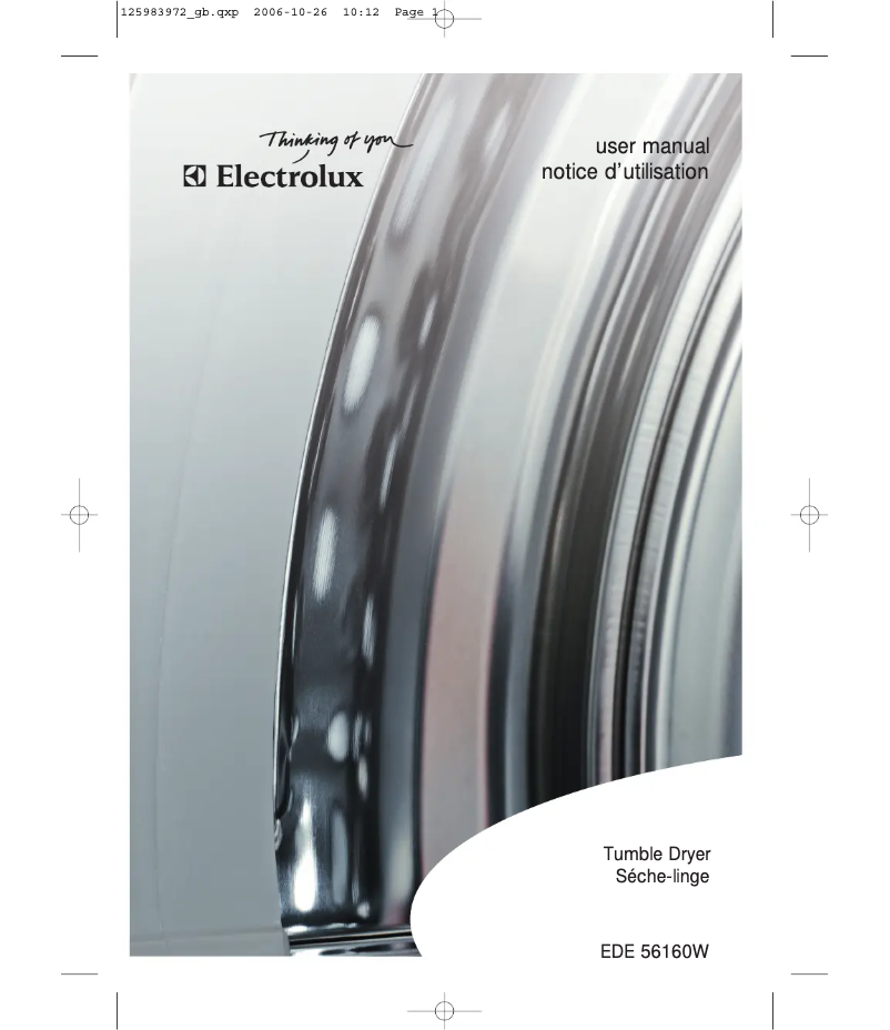 Page 1 de la notice Manuel utilisateur Electrolux EDE56160
