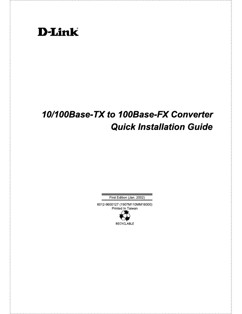 Page 1 de la notice Guide d'installation D-Link DMC-530SC