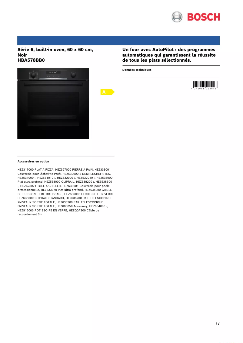 Image de la première page du manuel de l'appareil HBA578BB0