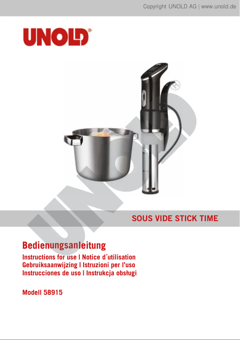 Image de la première page du manuel de l'appareil Sous Vide Stick Time 58915