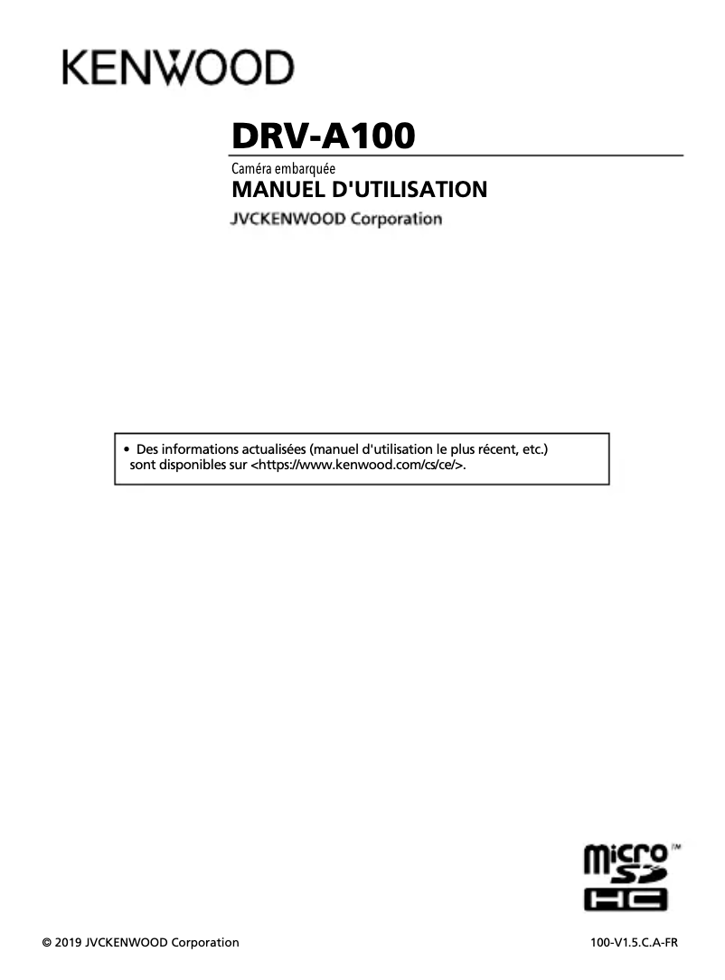 Page n°1 - Manuel utilisateur Kenwood DRV-A100