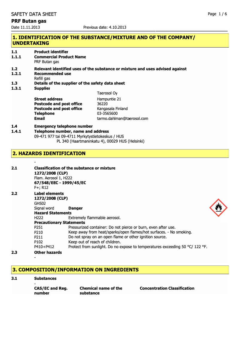 Image de la première page du manuel de l'appareil PRF BUTANGAS/405