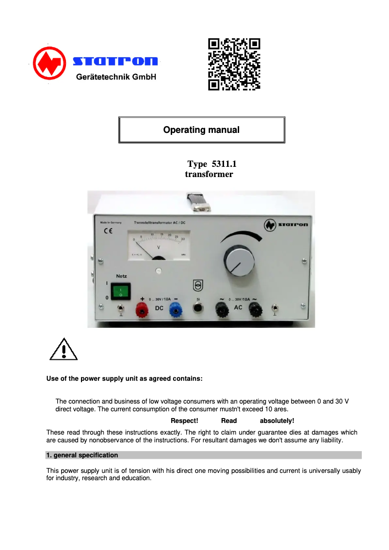 Image de la première page du manuel de l'appareil 5311.1