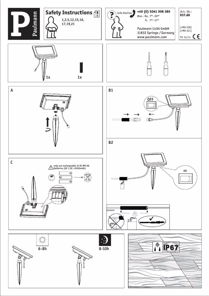 Page 1 de la notice Manuel utilisateur Paulmann 937.66