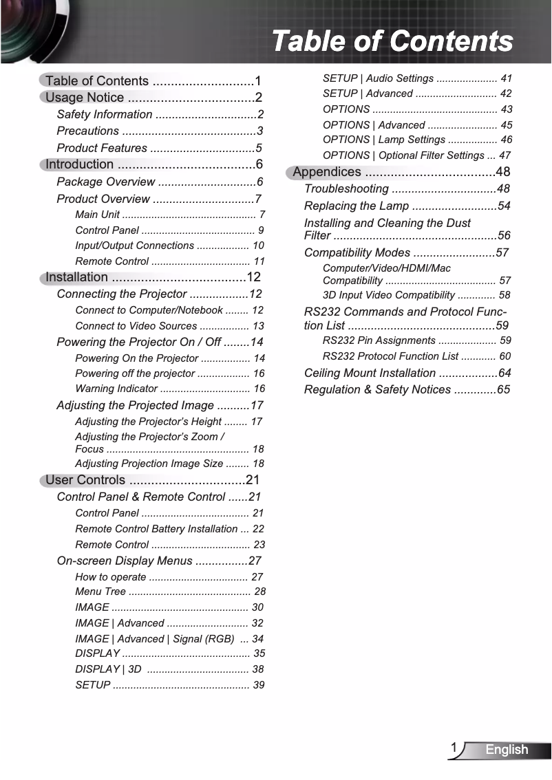 Page 1 de la notice Manuel utilisateur InFocus IN220