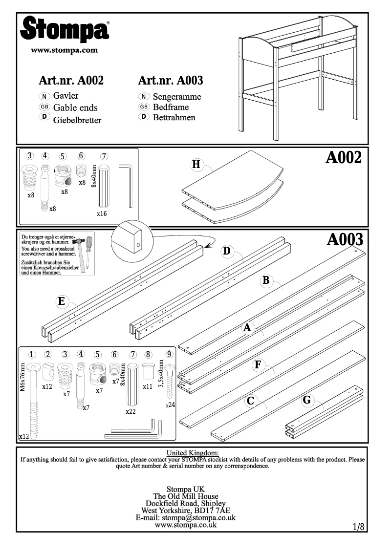 Page 1 de la notice Manuel utilisateur Stompa Casa 7