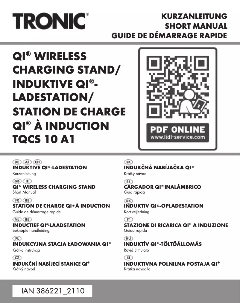 Page 1 de la notice Manuel utilisateur Tronic HG08307A