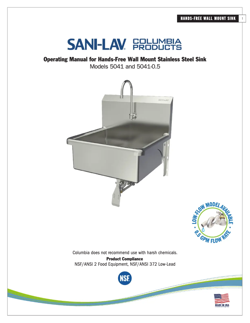 Page 1 de la notice Manuel utilisateur Sani-Lav 5041