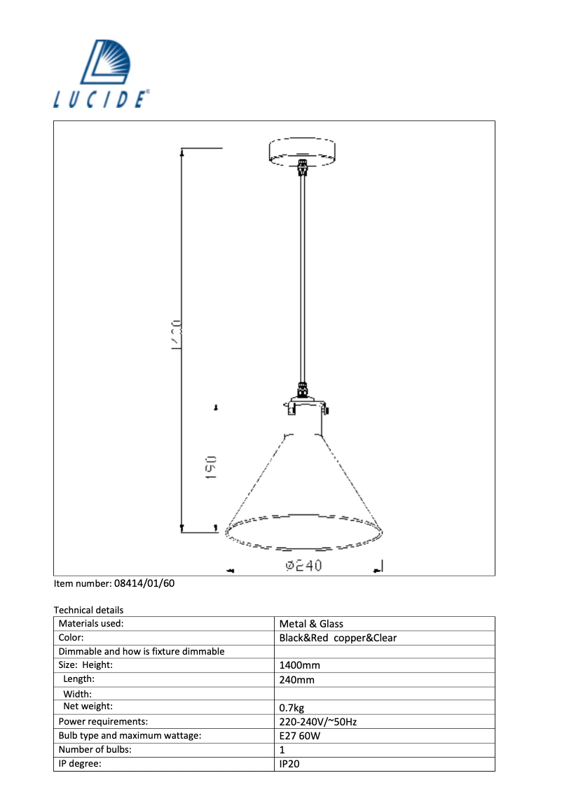 Page n°1 - Manuel utilisateur Trio Lighting Vitri