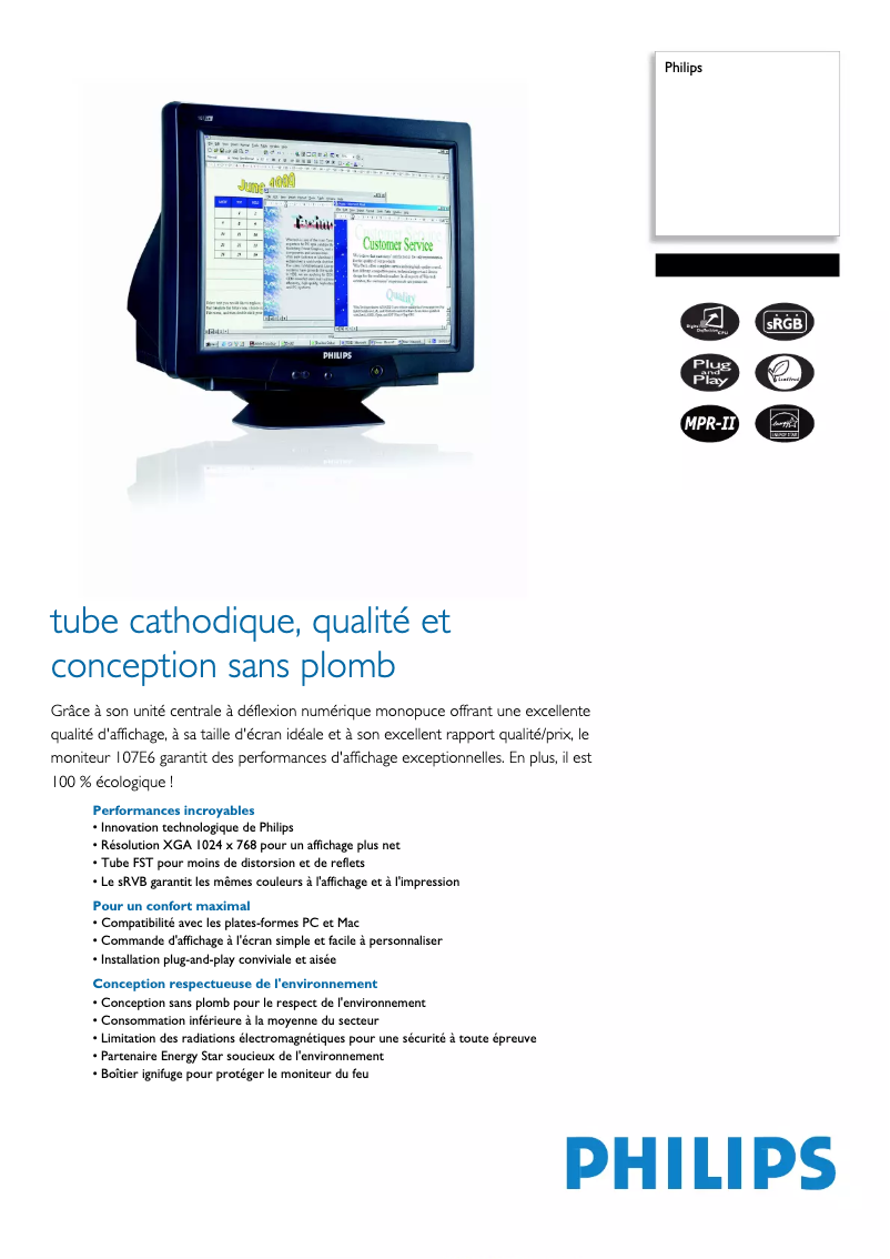 Page 1 of the manual Technical Sheet Philips 107E66