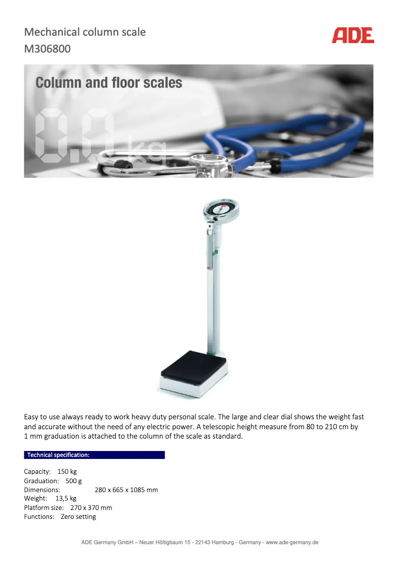 Page 1 de la notice Manuel utilisateur ADE M306800