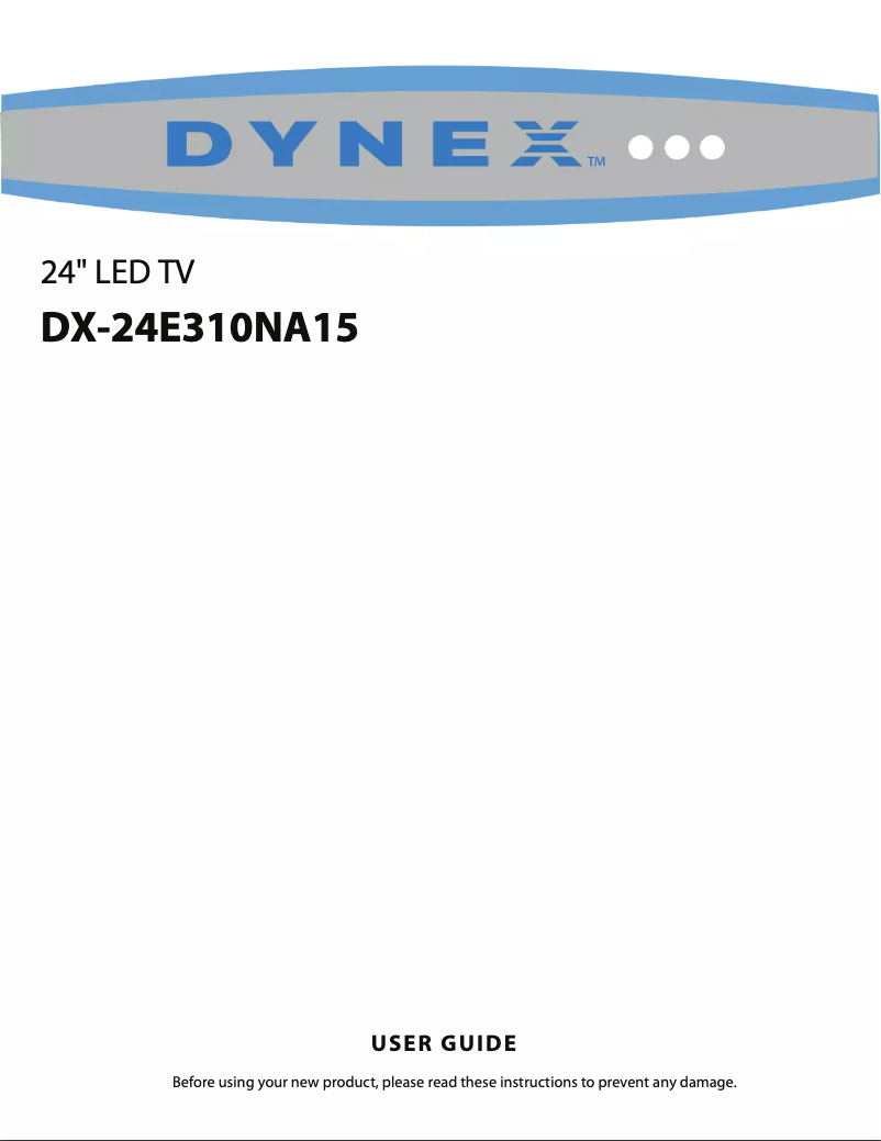 Page n°1 - Manuel utilisateur Dynex DX-24E310NA15
