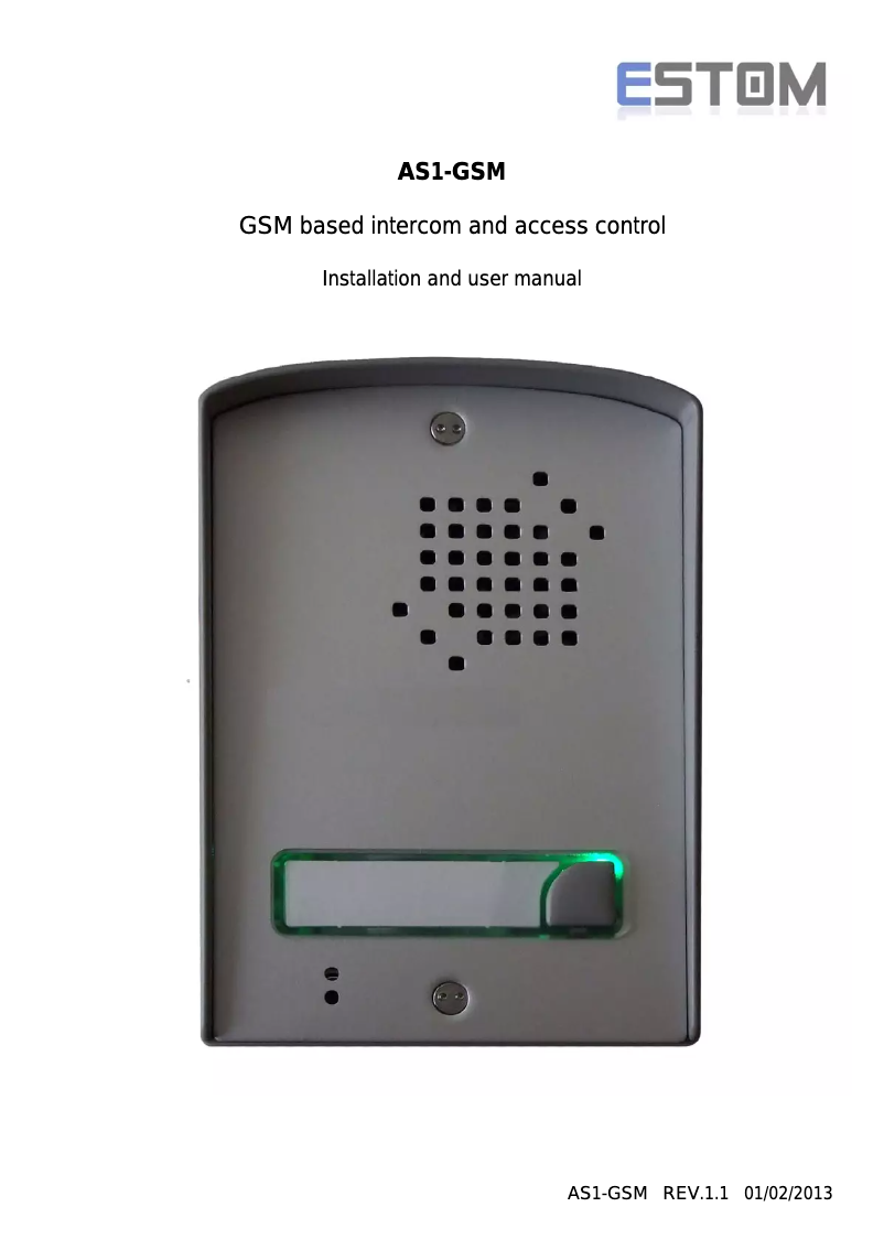 Image de la première page du manuel de l'appareil AS1-GSM