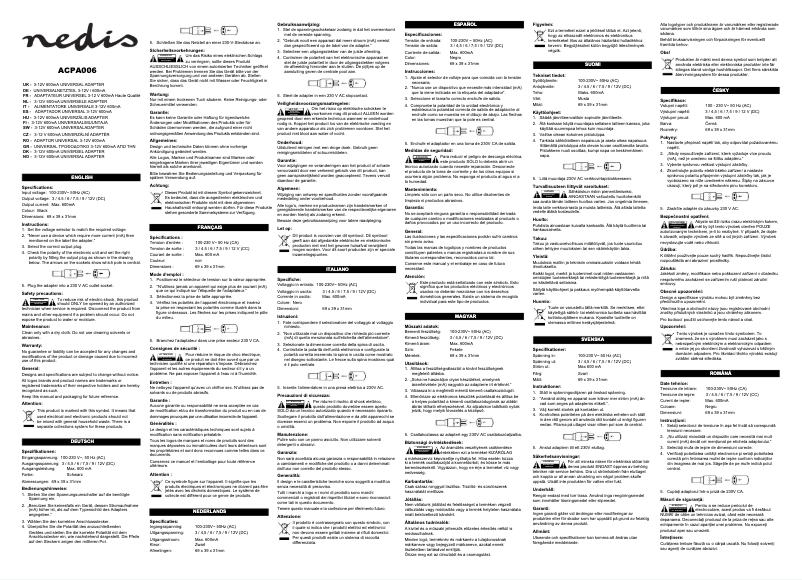Page 1 de la notice Manuel utilisateur Nedis ACPA006
