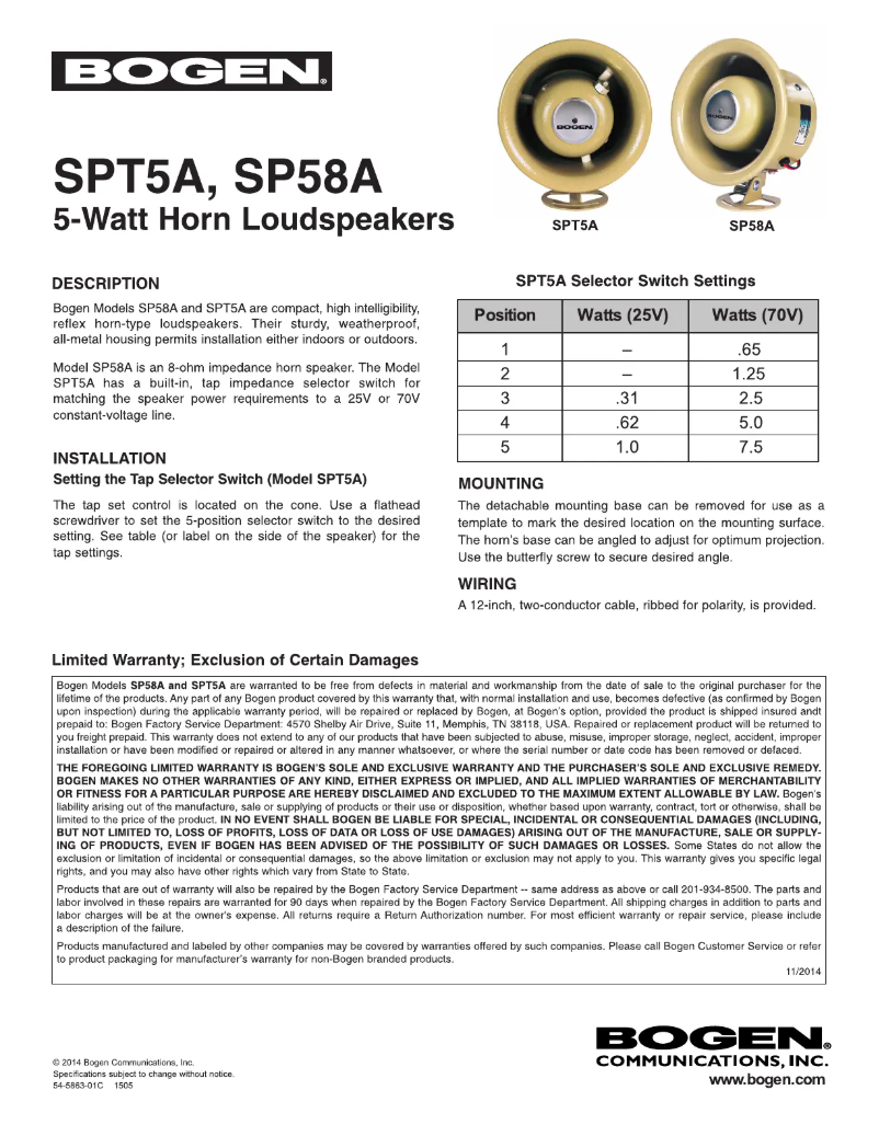 Image de la première page du manuel de l'appareil SPT5A