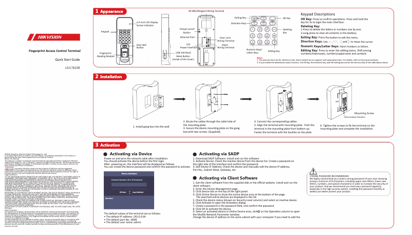 Image de la première page du manuel de l'appareil DS-K1T804AMF