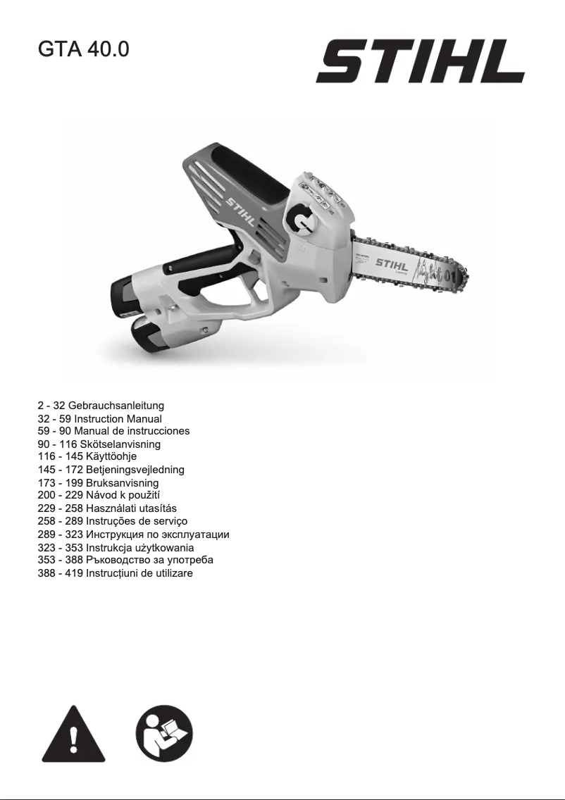 Page 1 de la notice Manuel utilisateur Stihl GTA 40