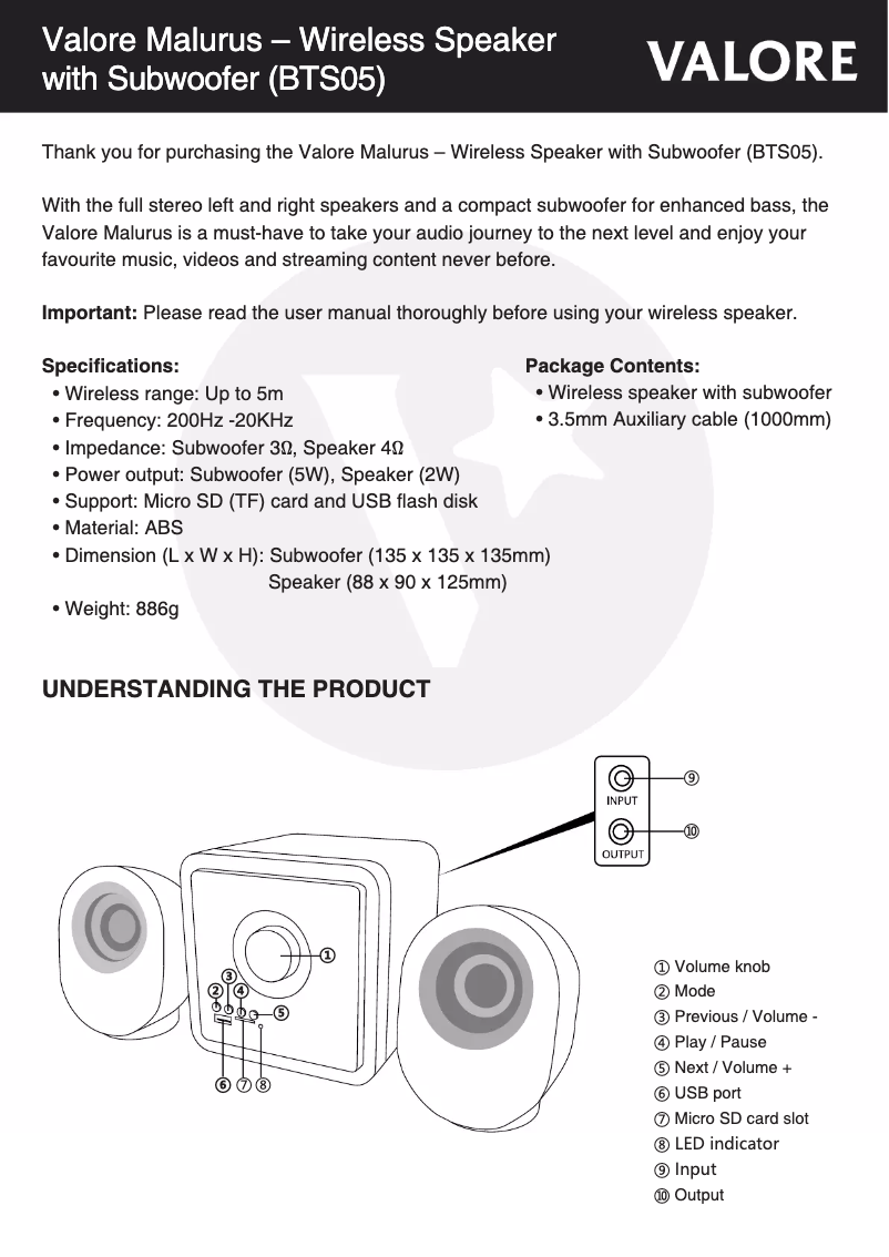 Image de la première page du manuel de l'appareil BTS05