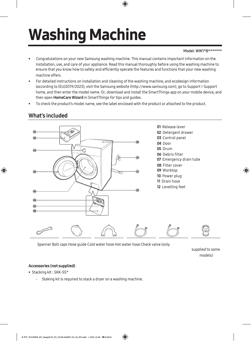 Image de la première page du manuel de l'appareil WW11BB744CGB