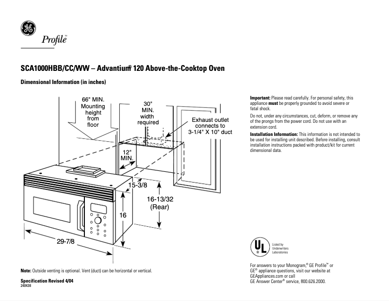 Imagen de la primera página del manual del dispositivo SCA1000HCC