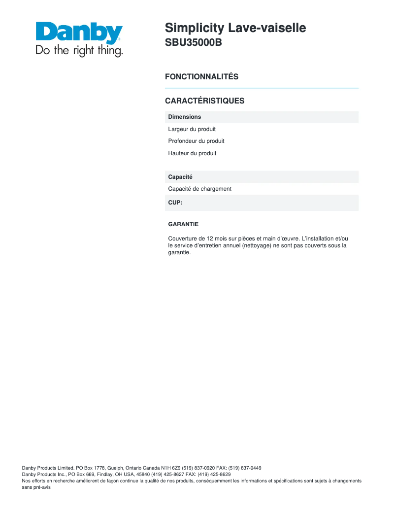 Página 1 del manual Manual de usuario Danby SBU35000B