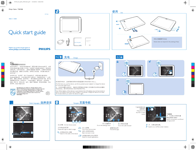 Page n°1 - Guide de démarrage rapide Philips PI7100S2
