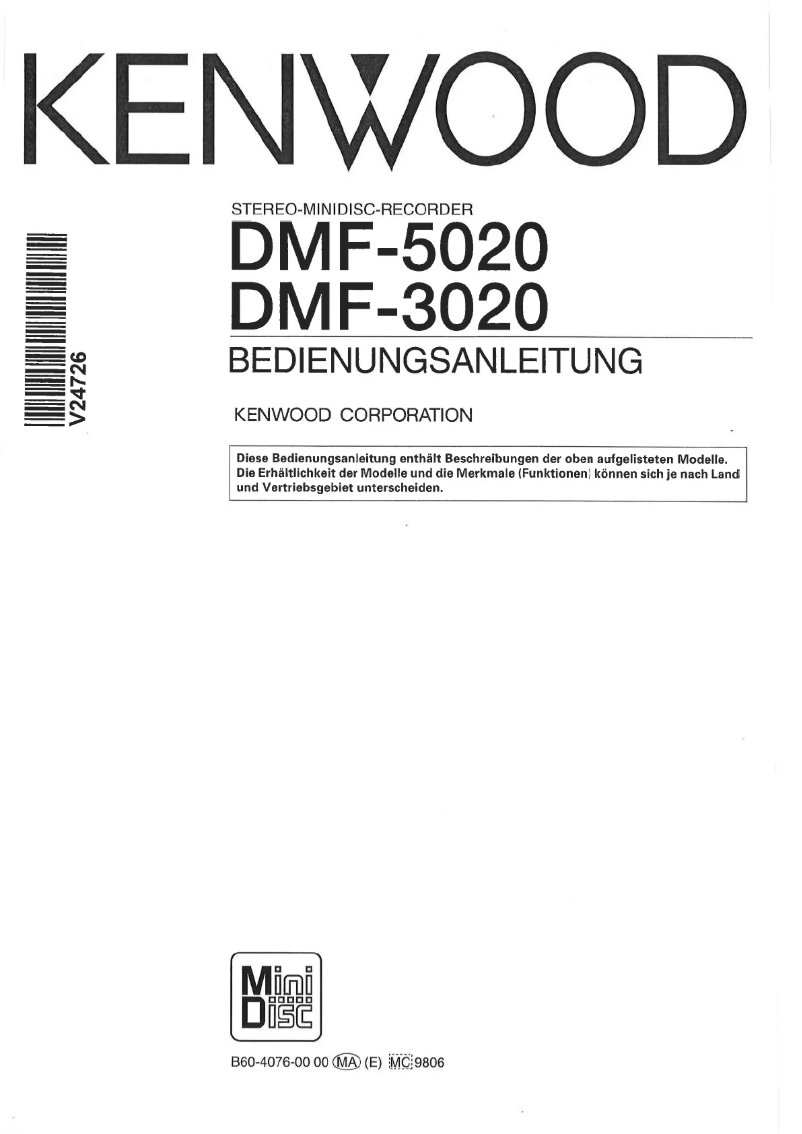 Page n°1 - Manuel utilisateur Kenwood DMF-5020