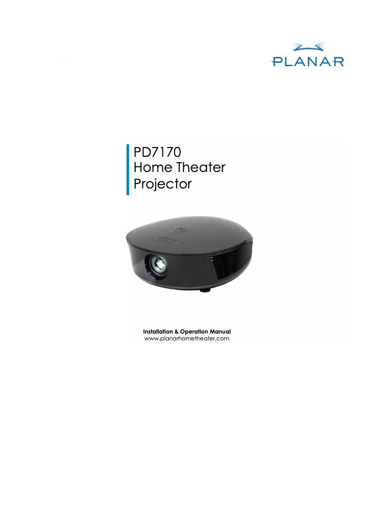 Page n°1 - Manuel utilisateur Planar PD7170