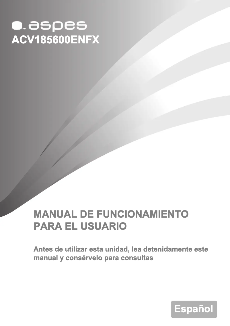 Image de la première page du manuel de l'appareil ACV185600ENFX