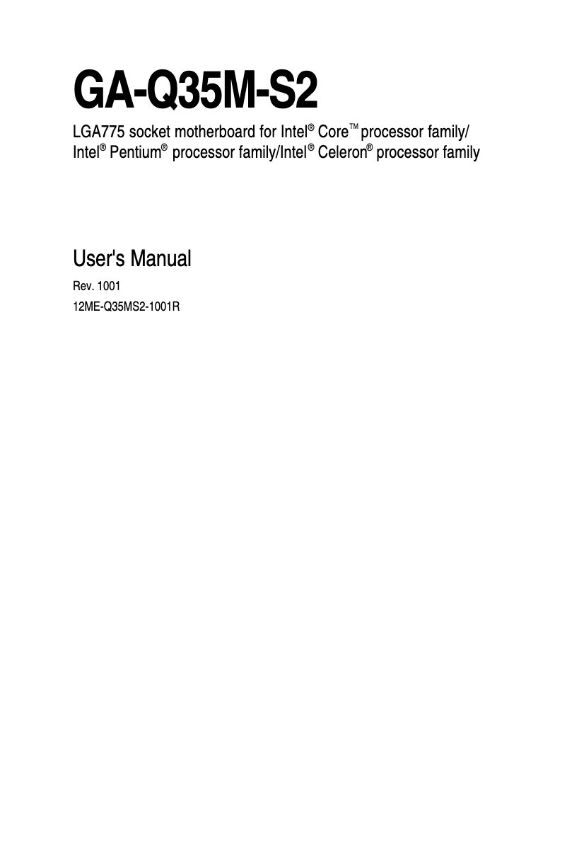 Page 1 de la notice Manuel utilisateur Gigabyte GA-Q35M-S2