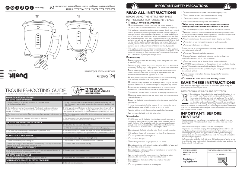 Image de la première page du manuel de l'appareil 72400