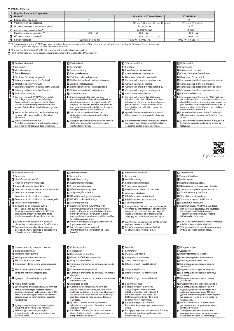 Image de la première page du manuel de l'appareil TX-55DSU501