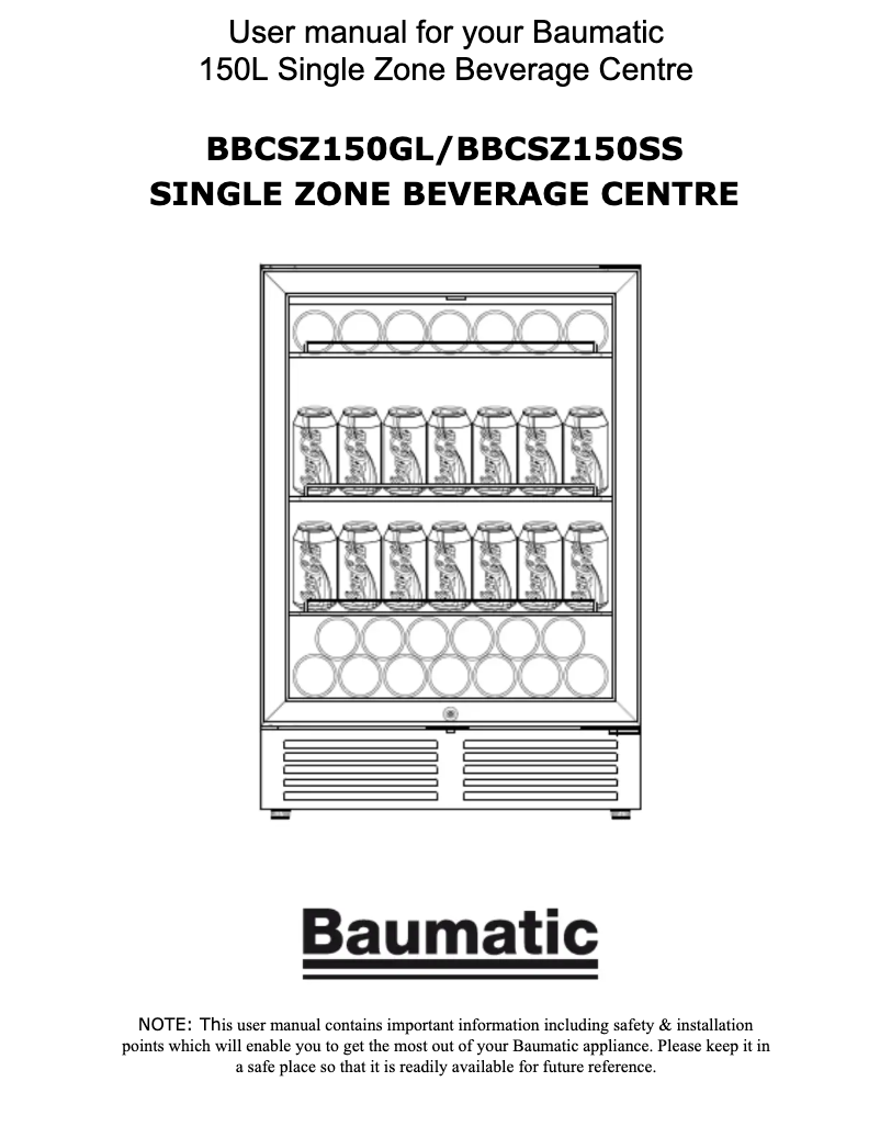 Page n°1 - Manuel utilisateur Baumatic BBCSZ150SS